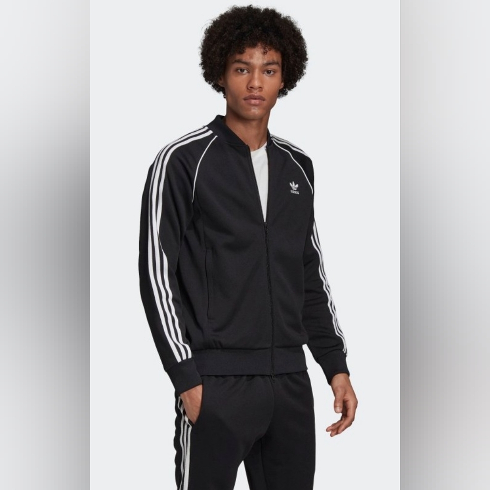 ADIDAS SUPERSTAR TRACK JACKET TRIPLE BLACK MEN'S US SIZE SMALL BRAND NEW IN BAG